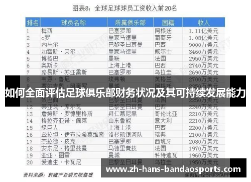 如何全面评估足球俱乐部财务状况及其可持续发展能力