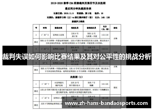 裁判失误如何影响比赛结果及其对公平性的挑战分析